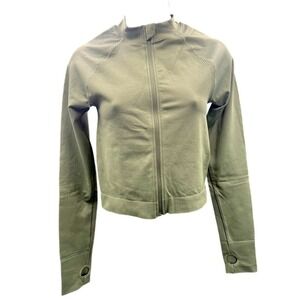 Joylab flex knit full zip long sleeve Tee. Size small color deep sage.